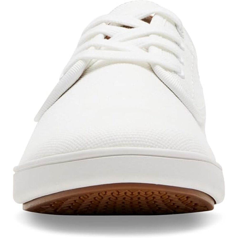 Men's White Fabric Round Toe Lace-up Rubber Sole Lightweight Fashion Sneakers - Picture 2 of 6